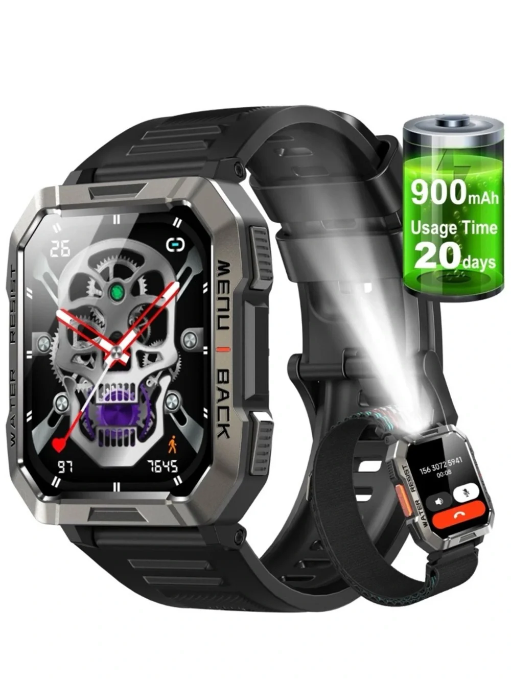 Blackview W60 Rugged Smartwatch 900mAh LED Flashligh Compass Waterproof *BNIB*